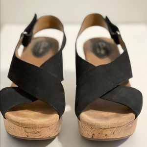 Clarks black wedges, size 7, great condition